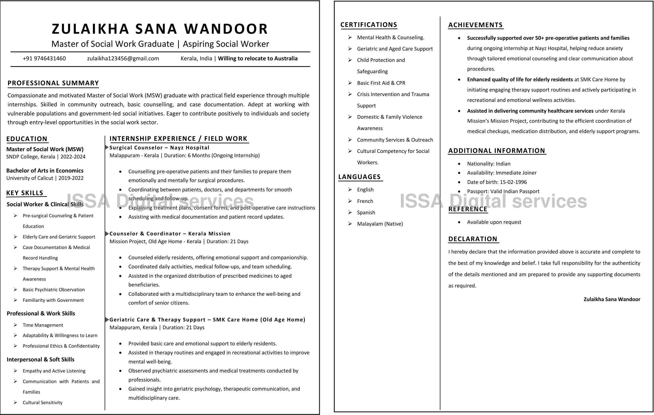 ATS-friendly CV Sample Design